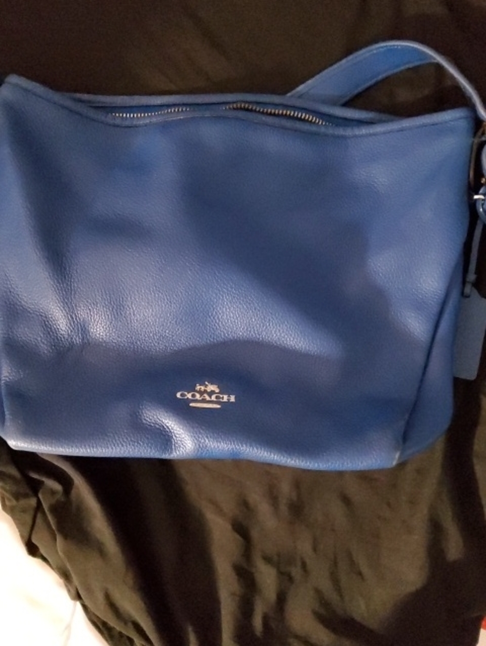 Coach Royal Blue Pebbled Leather Shoulder Bag